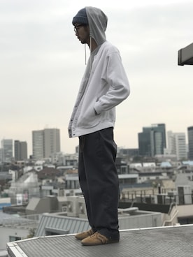 「チャンピオン パーカー」｜「アイテム（帽子）」を使った、KEN MATSUMOTO さん（メンズ・178cm）の秋コーディネート