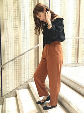 「アイテム（パンツ、イエロー系）」を使った、nogumiさん（レディース・162cm）の夏コーディネート