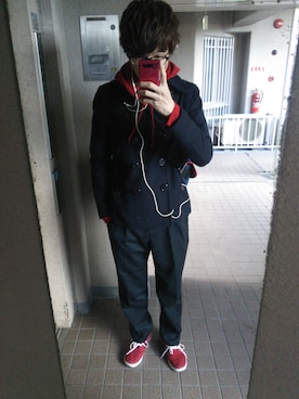 「アイテム（ピーコート）」を使った、tsukkunさん（メンズ・175cm・10代）の冬コーディネート