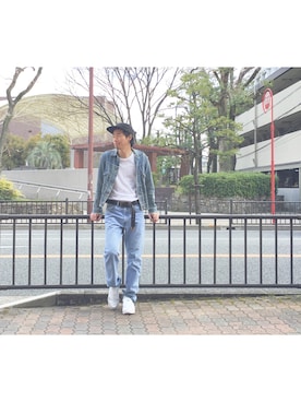 「HYKE」｜「アイテム（デニムジャケット）」を使った、chapaさん（メンズ・172cm）の春コーディネート