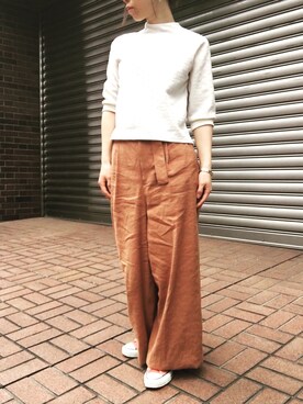 「B7（ベーセッツ）のアイテム（パンツ）」を使った、タイラさん（レディース・152cm）の春コーディネート