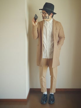 「アイテム（チェスターコート）」を使った、shakaさん（メンズ・167cm・20代）の冬コーディネート