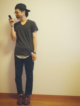 「VICTIM（ヴィクティム）のアイテム（キャップ）」を使った、shakaさん（メンズ・167cm）の夏コーディネート