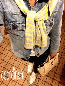 「ヤヌーク」｜「アイテム（デニムジャケット）」を使った、emiryさん（レディース・150cm）の春コーディネート