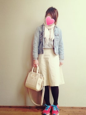 「ヤヌーク」｜「アイテム（デニムジャケット）」を使った、emiryさん（レディース・150cm）の春コーディネート