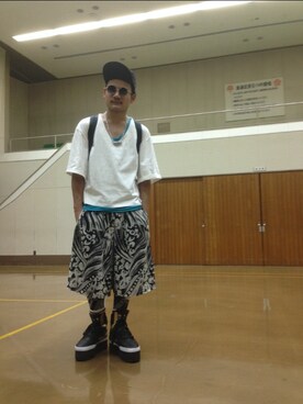 「DOLCE&GABBANA（ドルチェアンドガッバーナ）のアイテム（帽子）」を使った、Takuma Nagashimaさん（メンズ・169cm）の夏コーディネート