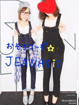 「アイテム（サロペット/オーバーオール）」を使った、ばちょふさん（レディース・157cm・10代）の冬コーディネート