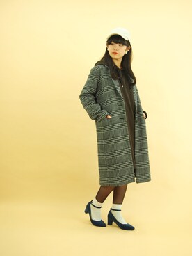 「179/WG（イチナナキュウダブルジー）のアイテム（チェスターコート）」を使った、mihoさん（レディース・155cm）の秋コーディネート