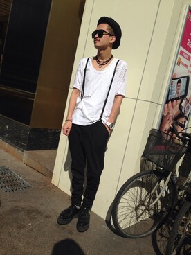 「アイテム（Tシャツ/カットソー、ホワイト系）」を使った、歐利さん（メンズ）の夏コーディネート