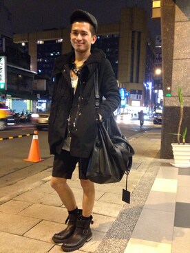 「アイテム（ブーツ、ブラック系）」を使った、歐利さん（メンズ）の夏コーディネート