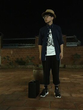 「havaianas（ハワイアナス）のアイテム（キャップ）」を使った、蔡旻倫さん（メンズ・169cm）の春コーディネート