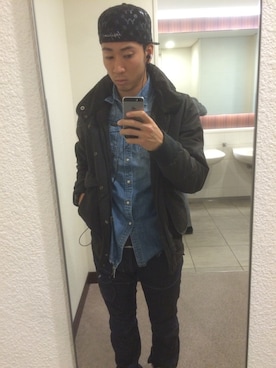 「G-STAR RAW（ジースターロゥ）のアイテム（ダウンジャケット/コート）」を使った、十夢さん（メンズ・176cm）の冬コーディネート