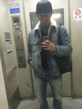 「DOLCE&GABBANA（ドルチェアンドガッバーナ）のアイテム（デニムジャケット）」を使った、十夢さん（メンズ・176cm）の冬コーディネート