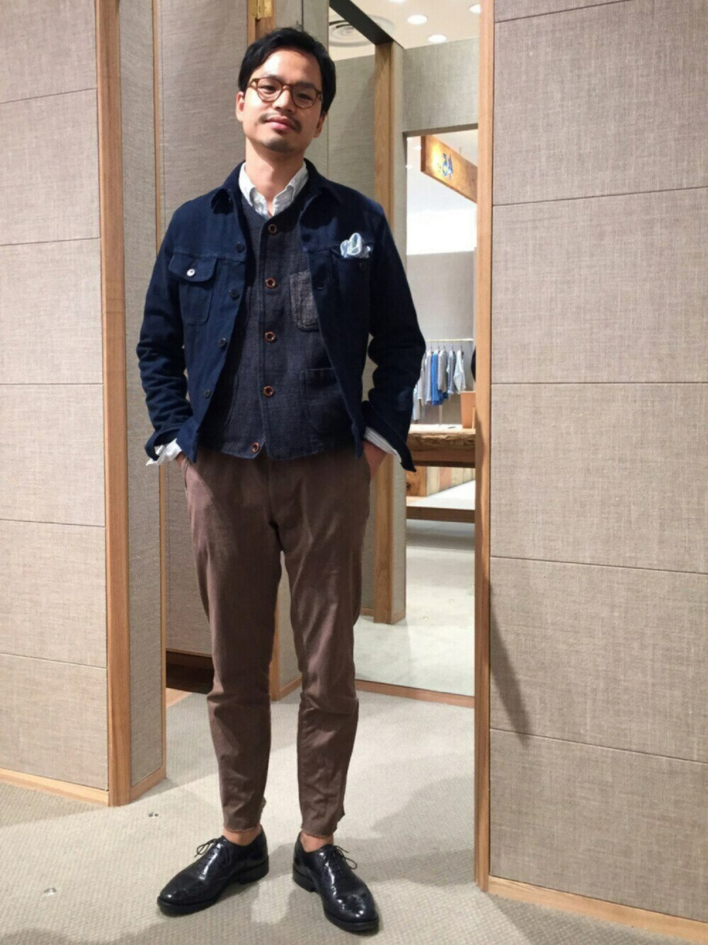 「45R、オトナカジュアル、秋のコーデ、Gジャン、HERMES、church's、秋コーデ」｜「45Rのアイテム（ブルゾン、その他）」を使った、YOHEIさん（メンズ・174cm）の秋コーディネートの1枚目の写真
