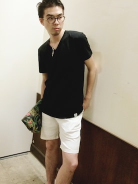 「THOM BROWNE（トムブラウン）のアイテム」を使った、かねこだいきさん（メンズ・180cm）の夏コーディネート