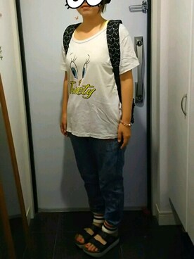 「Laundry（ランドリー）のアイテム（バッグ）」を使った、ぺこりんさん（レディース・152cm）の夏コーディネート