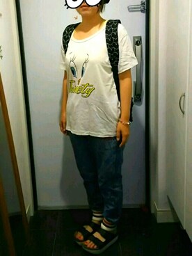 「Laundry（ランドリー）のアイテム（バッグ）」を使った、ぺこりんさん（レディース・152cm）の夏コーディネート