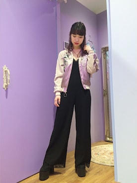 「アイテム（つなぎ/オールインワン）」を使った、BUBBLESさん（レディース・157cm）の春コーディネート