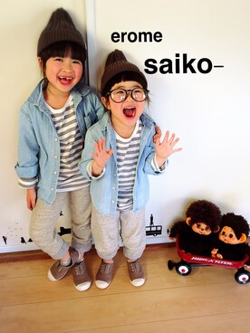 「PUAL CE CIN（ピュアルセシン）のアイテム」を使った、ssacchiさん（キッズ・110cm）の春コーディネート