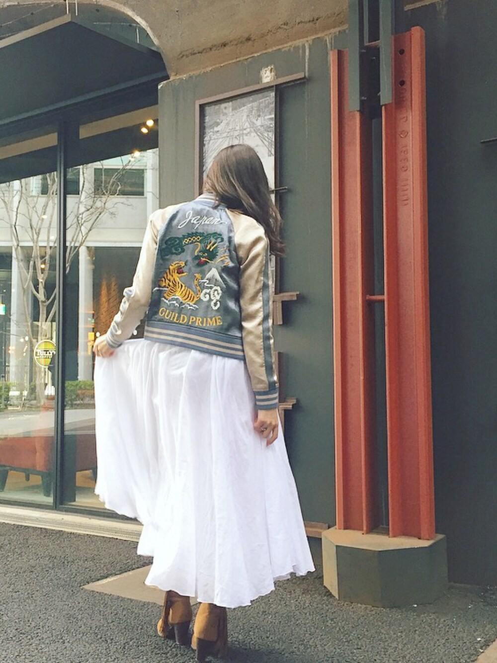 GUILD PRIME ギルドプライム ホワイトベア マルチカラー スカジャン GUILD PRIME】MENS サックススカジャンを使った人気ファッション