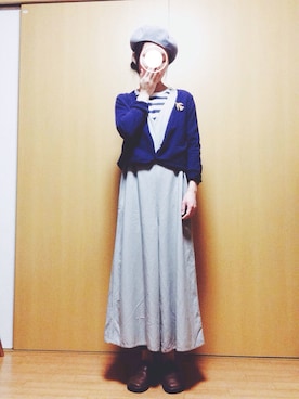 「アイテム（つなぎ/オールインワン、グレー系）」を使った、Hamama.さん（レディース・162cm）の春コーディネート