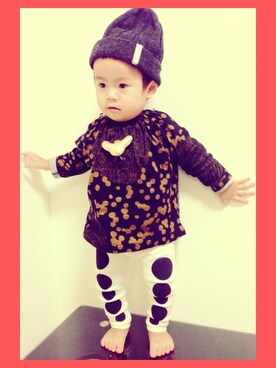 「#韓国子供服のアイテム（Tシャツ/カットソー、ブラック系）」を使った、ⳮeRiⳮさん（レディース・155cm）の冬コーディネート