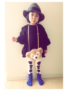 「bienabienのアイテム（スウェット、ブラック系）」を使った、ⳮeRiⳮさん（レディース・155cm）の冬コーディネート