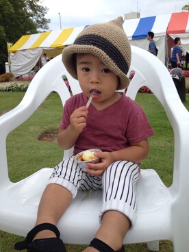 「gotohollywoodのアイテム（Tシャツ/カットソー、レッド系）」を使った、ⳮeRiⳮさん（レディース・155cm）の秋コーディネート