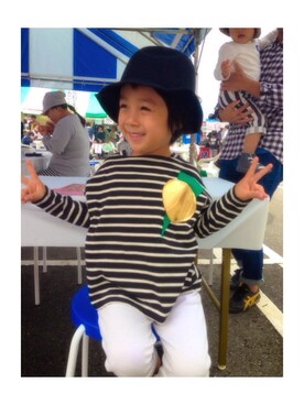 「韓国子供服のアイテム（トップス、ブラック系）」を使った、ⳮeRiⳮさん（レディース・155cm）の秋コーディネート