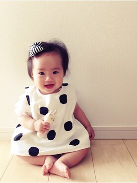 「Handmade（ハンドメイド）のアイテム（トップス、ホワイト系）」を使った、ⳮeRiⳮさん（レディース・155cm）の夏コーディネート