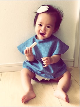 「Handmade（ハンドメイド）のアイテム（トップス、ブルー系）」を使った、ⳮeRiⳮさん（レディース・155cm）の夏コーディネート