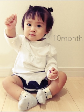 「西松屋（ニシマツヤ）のアイテム（トップス、ホワイト系）」を使った、ⳮeRiⳮさん（レディース・155cm）の秋コーディネート