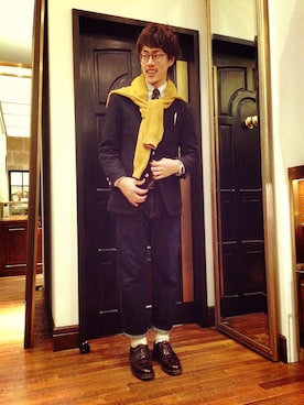 「Adam Kimmel×Carhart（アダムキメルカケルカーハート）のアイテム（テーラードジャケット）」を使った、まきたく@休止中さん（メンズ・170cm）の冬コーディネート