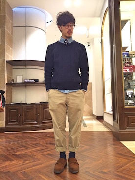 「クルーネックニット」｜まきたく@休止中さん（メンズ・170cm）の秋コーディネート