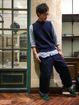 「アイテム（ドレスシューズ、グリーン系）」を使った、まきたく@休止中さん（メンズ・170cm）の秋コーディネート