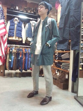 「Champion（チャンピオン）のアイテム（スラックス）」を使った、ばしゃさん（メンズ・165cm）の秋コーディネート