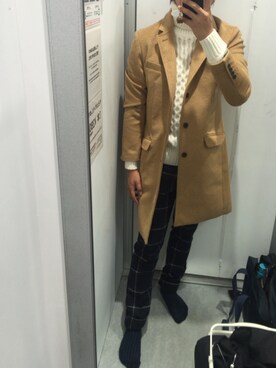 「ケーブルニット」｜「アイテム（トレンチコート）」を使った、のzさん（メンズ・169cm）の秋コーディネート
