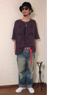 「スター」｜「アイテム（帽子）」を使った、kiyoshiさん（メンズ・170cm）の夏コーディネート