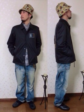 「ハットコーデ」｜「アイテム（その他アウター）」を使った、kiyoshiさん（メンズ・170cm）の春コーディネート