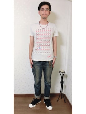 「FREDY&GLOSTER（フレディアンドグロスター）のアイテム（Tシャツ/カットソー）」を使った、kiyoshiさん（メンズ・170cm）の夏コーディネート