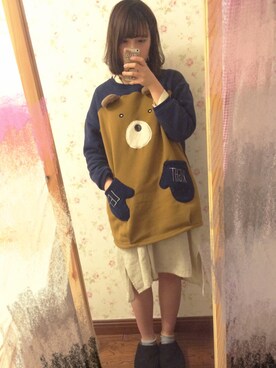 「Samansa Mos2（サマンサ モスモス）のアイテム（スカート、ベージュ系）」を使った、ZNZNberryさん（レディース・164cm）の冬コーディネート