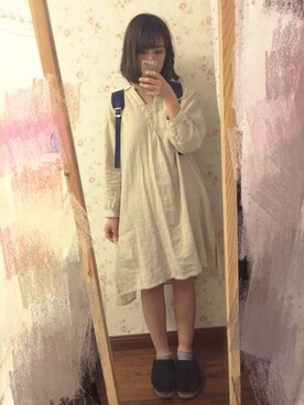 「Samansa Mos2（サマンサ モスモス）のアイテム（ワンピース、ベージュ系）」を使った、ZNZNberryさん（レディース・164cm）の冬コーディネート