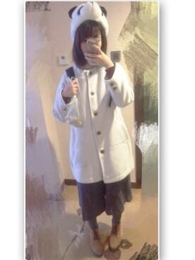 「Samansa Mos2（サマンサ モスモス）のアイテム（ダウンジャケット/コート、ホワイト系）」を使った、ZNZNberryさん（レディース・164cm）の春コーディネート