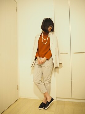 「KBF+（ケービーエフプラス）のアイテム（テーラードジャケット）」を使った、ミトロさん（レディース・164cm）の春コーディネート