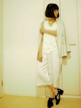 「KBF+（ケービーエフプラス）のアイテム（テーラードジャケット）」を使った、ミトロさん（レディース・164cm）の夏コーディネート