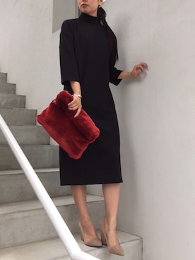 「アイテム（クラッチバッグ、レッド系）」を使った、goocyさん（レディース・160cm）の秋コーディネート