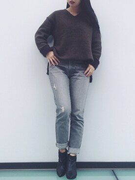 「goocy（グースィー）のアイテム（デニムパンツ）」を使った、goocyさん（レディース・160cm）の秋コーディネート