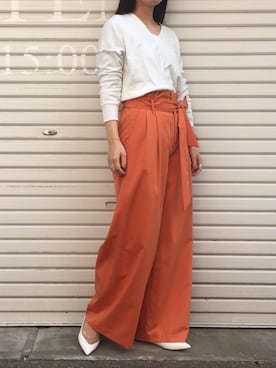 「Vネック」｜goocyさん（レディース・160cm）の冬コーディネート