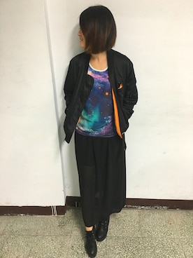 「B-SIDE（ビーサイド）のアイテム（ジャケット/アウター）」を使った、WenFeng Cyueさん（レディース・162cm）の秋コーディネート