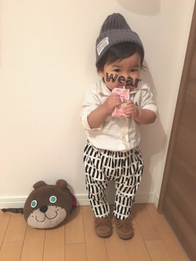 「babygap」｜「アイテム（モカシン/デッキシューズ）」を使った、しずさん（キッズ・70cm）の秋コーディネート